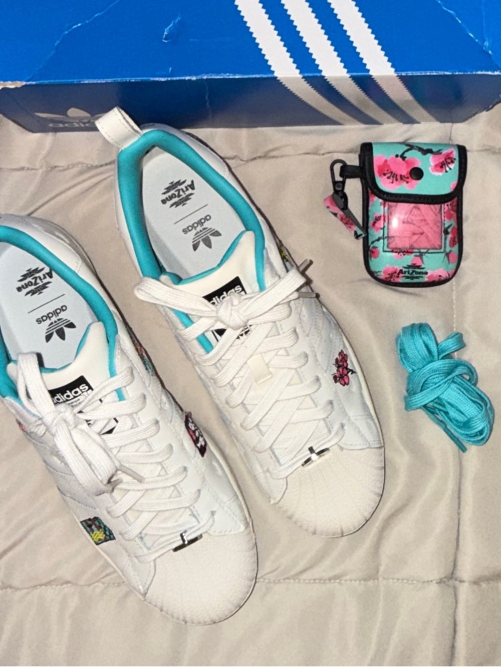 NWT Adidas White Superstar Arizona Iced Tea Sneakers
